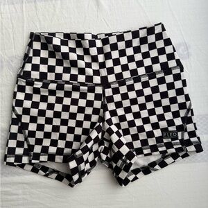 FLEO Women's Athletic Shorts in Black and White Checkered Pattern